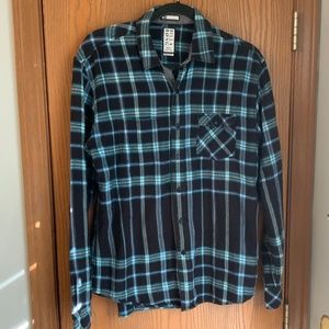 UNISEX BILLABONG SMALL FLANNEL SHIRT BLUE & BLACK & WHITE PLAID